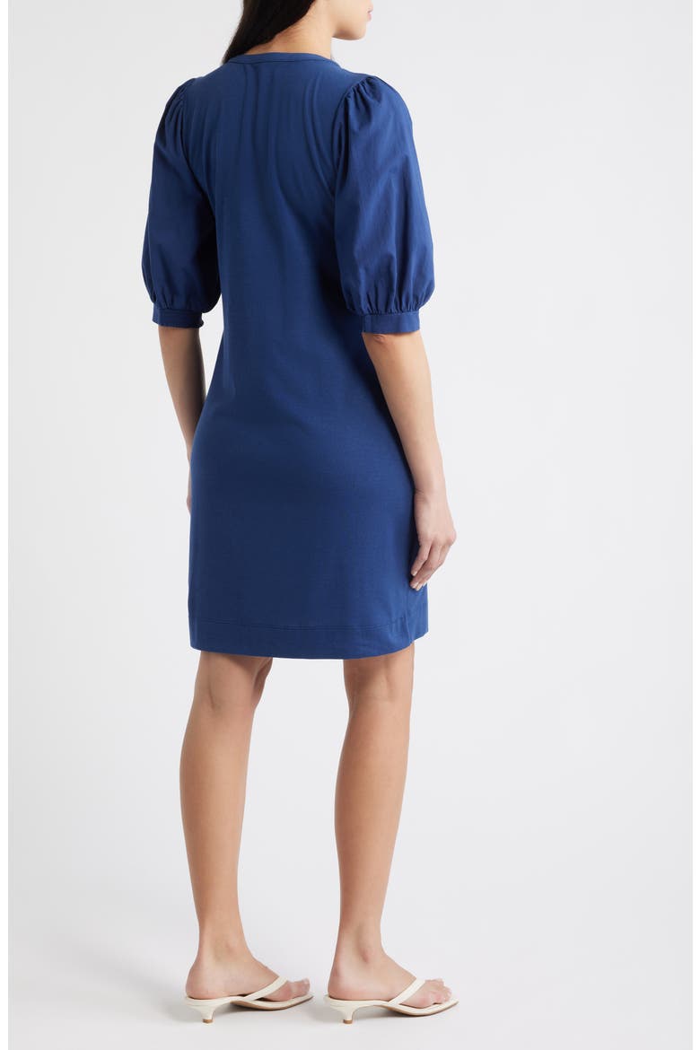 Ronson Puff Sleeve Cotton Blend Dress, Alternate, color, LOW TIDE NAVY