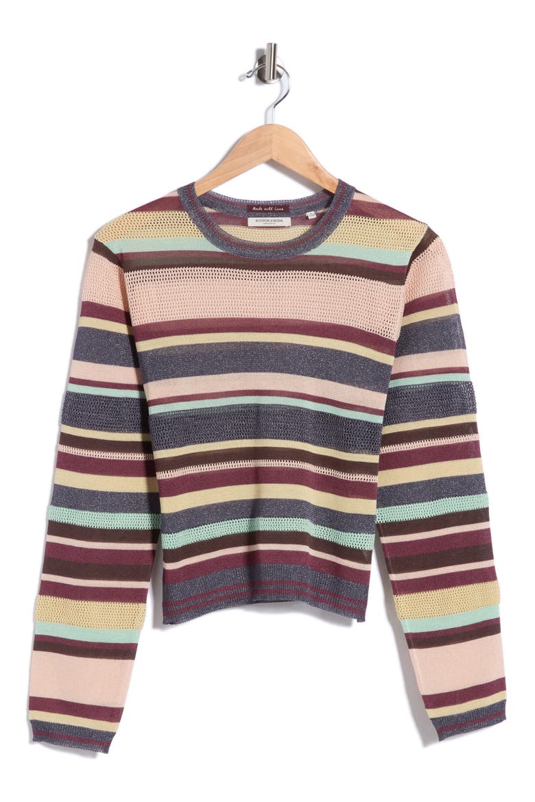Floral Jacquard Crewneck Sweater, Alternate, color, CHARCOAL GREY HEATHE