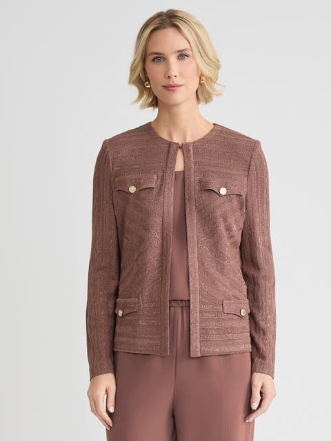 Tailored Tonal Striped Knit Jacket