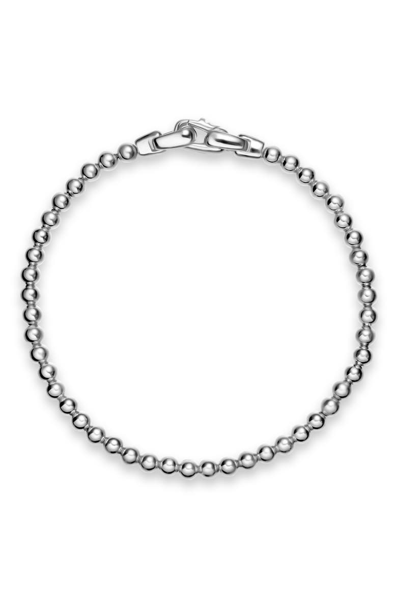 Men's Spiritual Beads Metal Bead Bracelet, 4mm, Alternate, color, SILVER