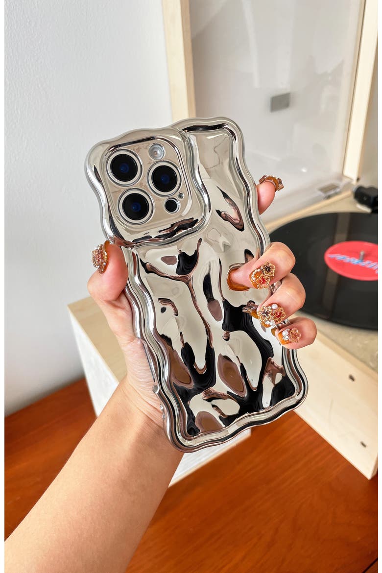 Chrome Wavy iPhone 16 Pro Case, Alternate, color, SILVER METEORITE