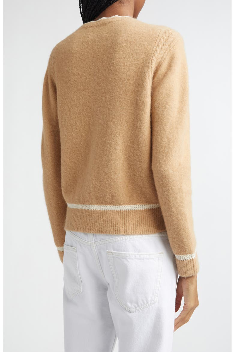 Naia Scallop Trim Alpaca Blend Cardigan, Alternate, color, CAMEL