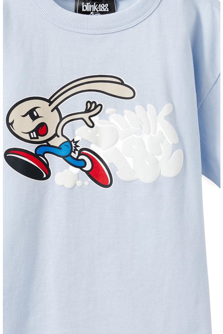 Kid's Licensed Drop Shoulder Short Sleeve Tee, Alternate, color, Ice Blue Blink 182 Rabbit