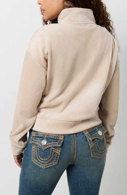 True Religion Rib Velour Zip Jacket In Neutral