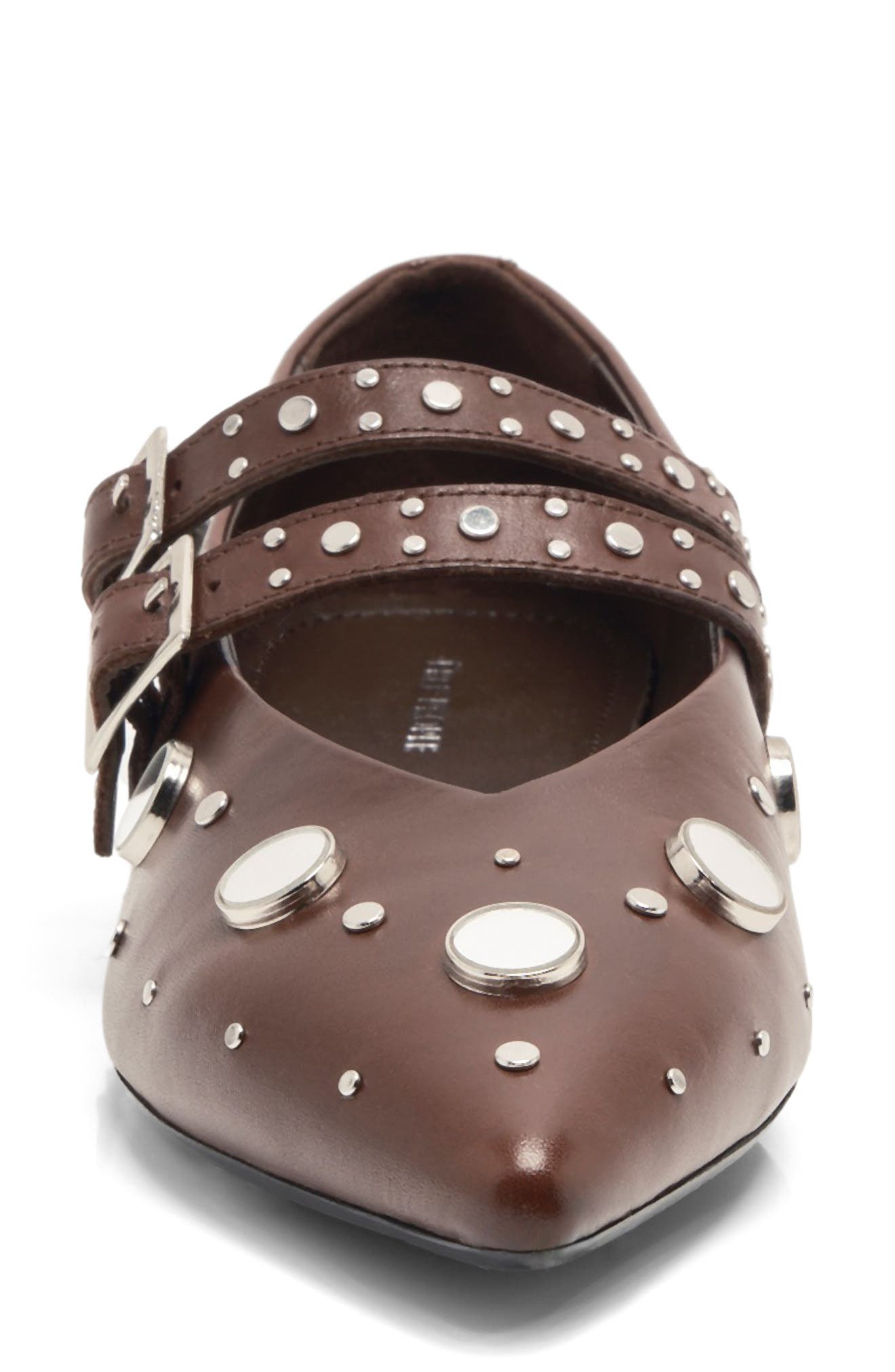 Free People Hall of Mirrors Pointed Toe Flat, Alternate, color, Espresso Leather