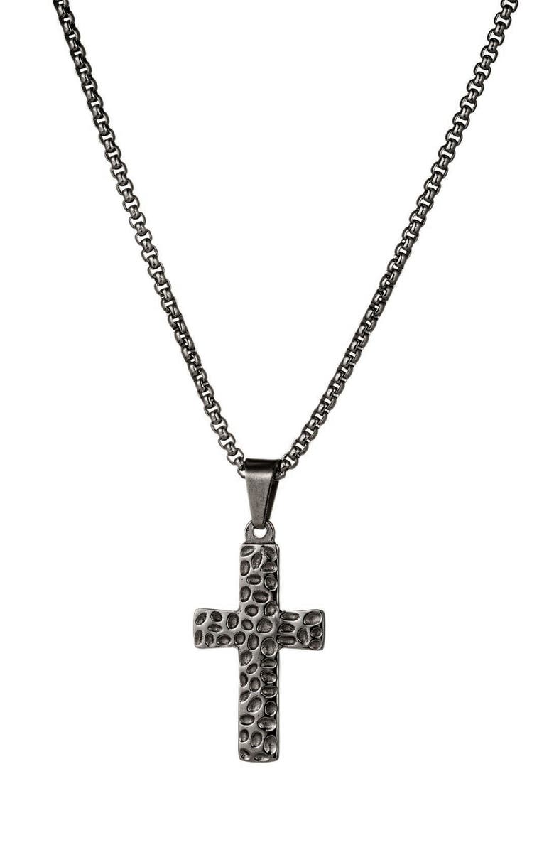 EYE CANDY LOS ANGELES Men's Elliot Cross Pendant Necklace, Main, color, Black