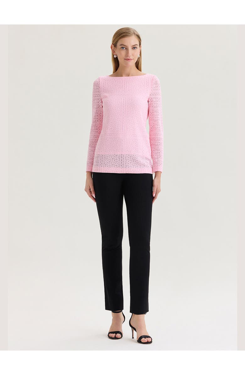 Misook Lined Tonal Burnout Soft Knit Tunic, Alternate, color, Pink