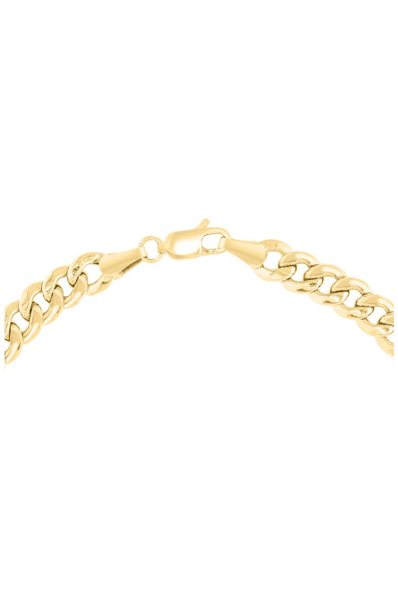 14k Gold Plated Sterling Silver Black Diamond Horseshoe Curb Chain Bracelet, Alternate, color, GOLD