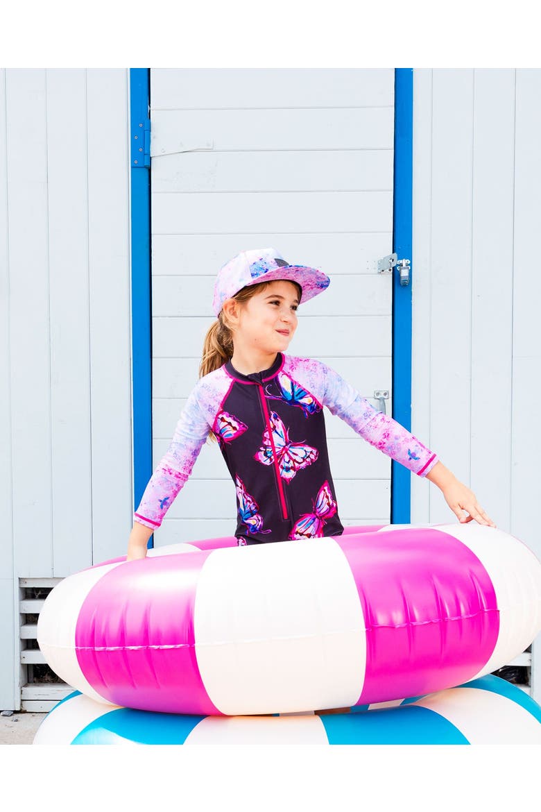 Deux par Deux Little Girl's Printed Long Sleeve One-Piece Rashguard ...