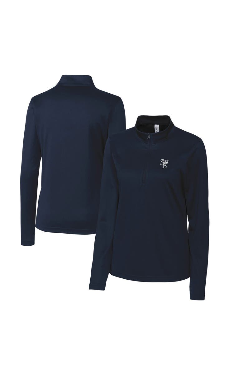 Cutter & Buck Women's Cutter & Buck  Navy Scranton Wilkes-Barre RailRiders Clique Spin Eco Performance Half-Zip, Main, color, 
