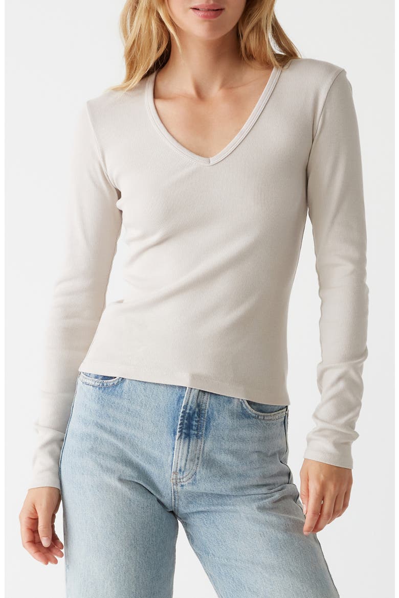 Remi V-Neck Rib Top, Main, color, CEMENT