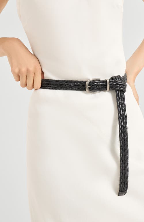 Brunello Cucinelli Braided Stretch Leather Belt In Black