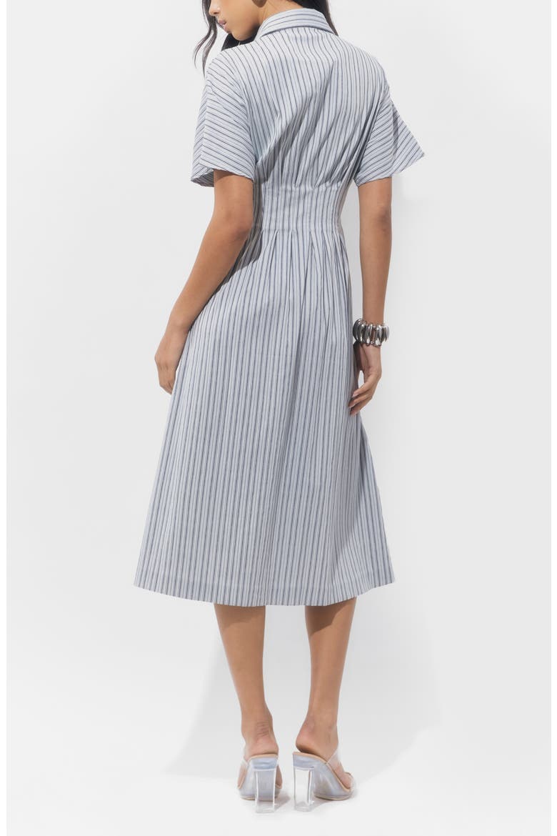 Audrey Stripe Cotton Blend Shirtdress, Alternate, color, GREY