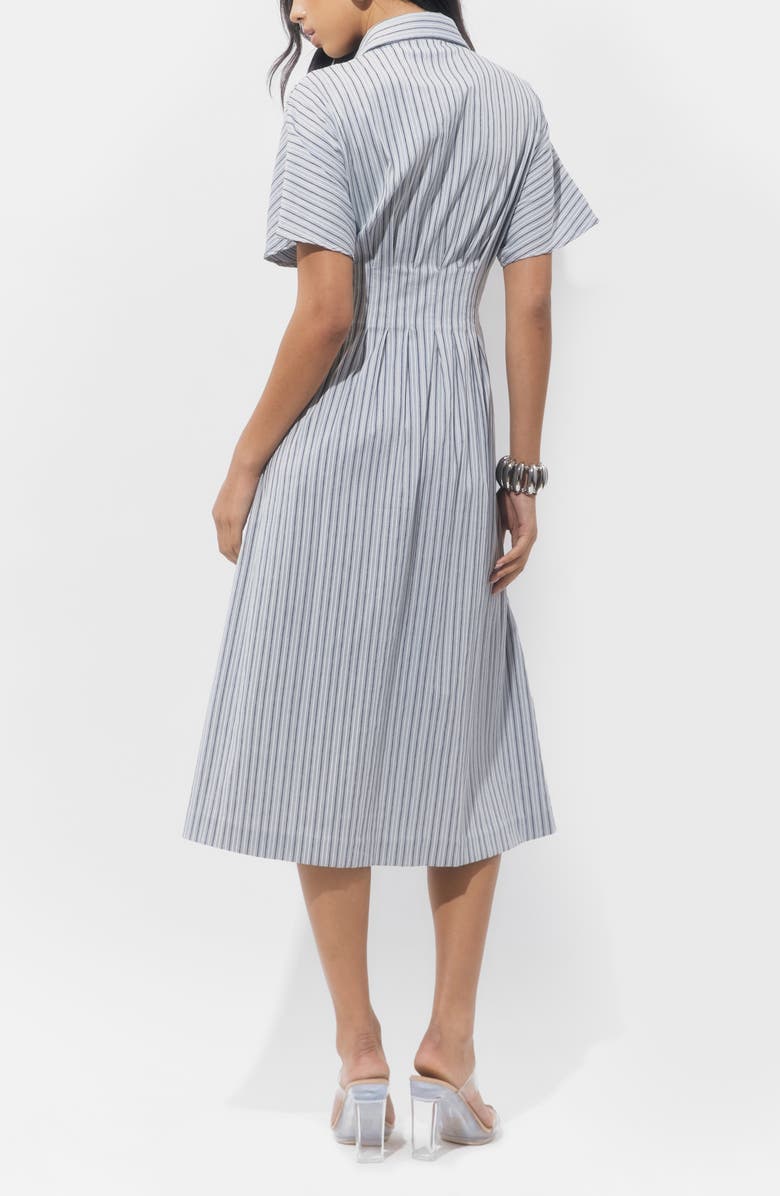 Adelyn Rae Audrey Stripe Cotton Blend Shirtdress, Alternate, color, Grey