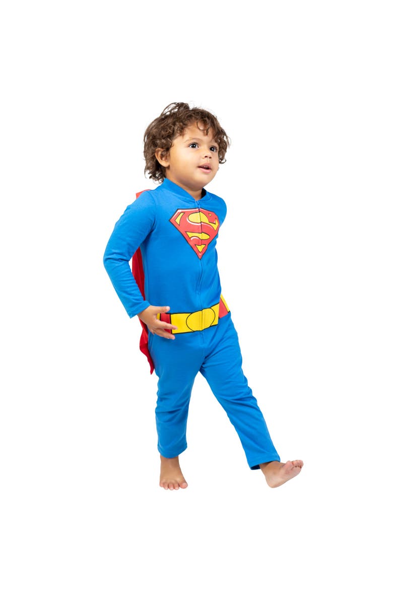 Justice League Superman One Piece Coverall with Cape, Alternate, color, Superman Blue