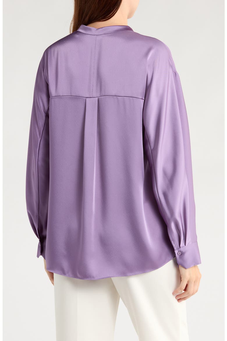 Long Sleeve Satin Button-Up Shirt, Alternate, color, DARK LAVENDER