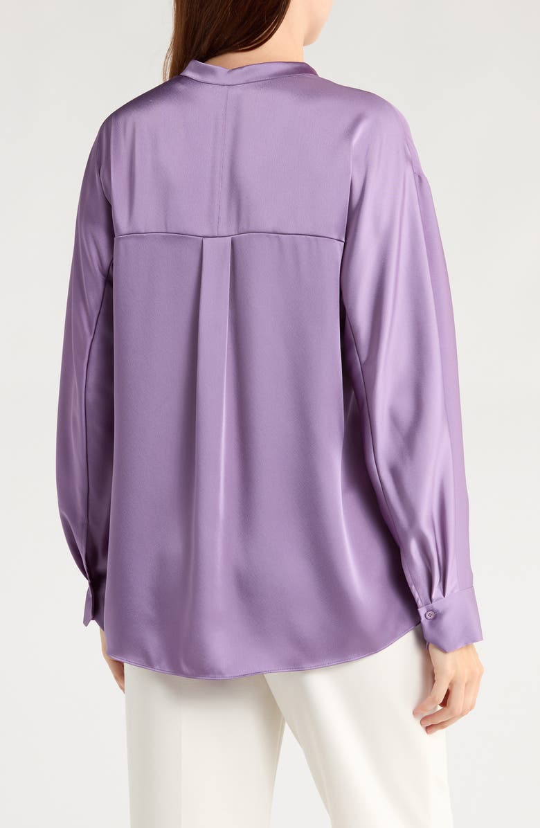 Vince Long Sleeve Satin Button-Up Shirt, Alternate, color, Dark Lavender