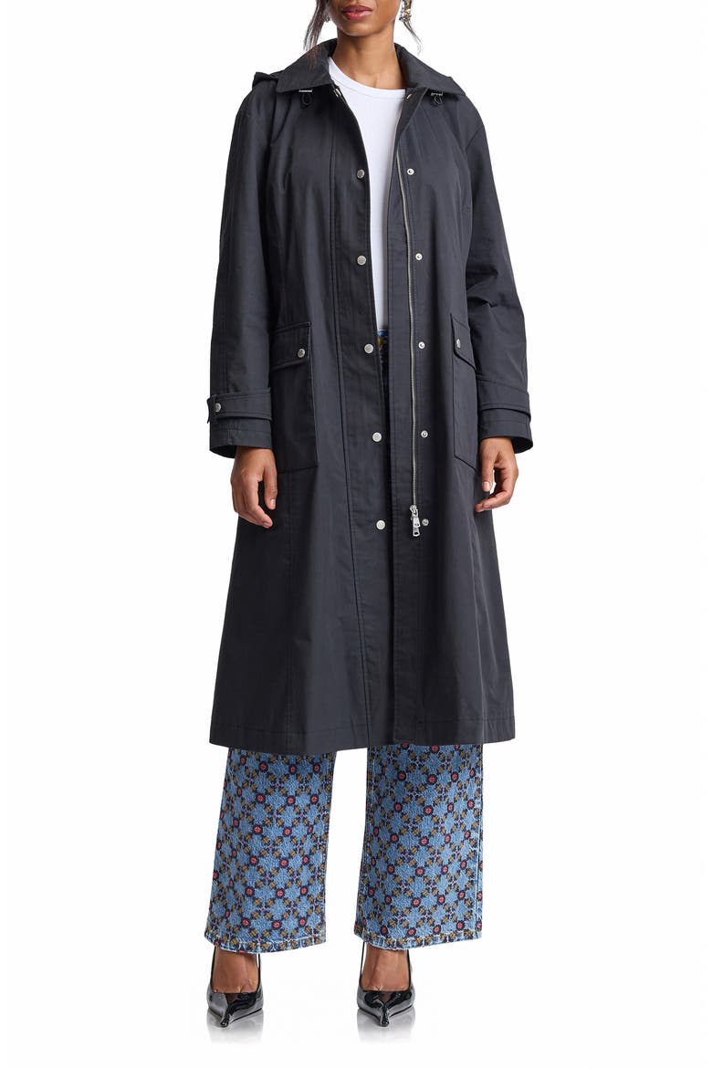 Swing Rain Trench Coat, Alternate, color, BLACK