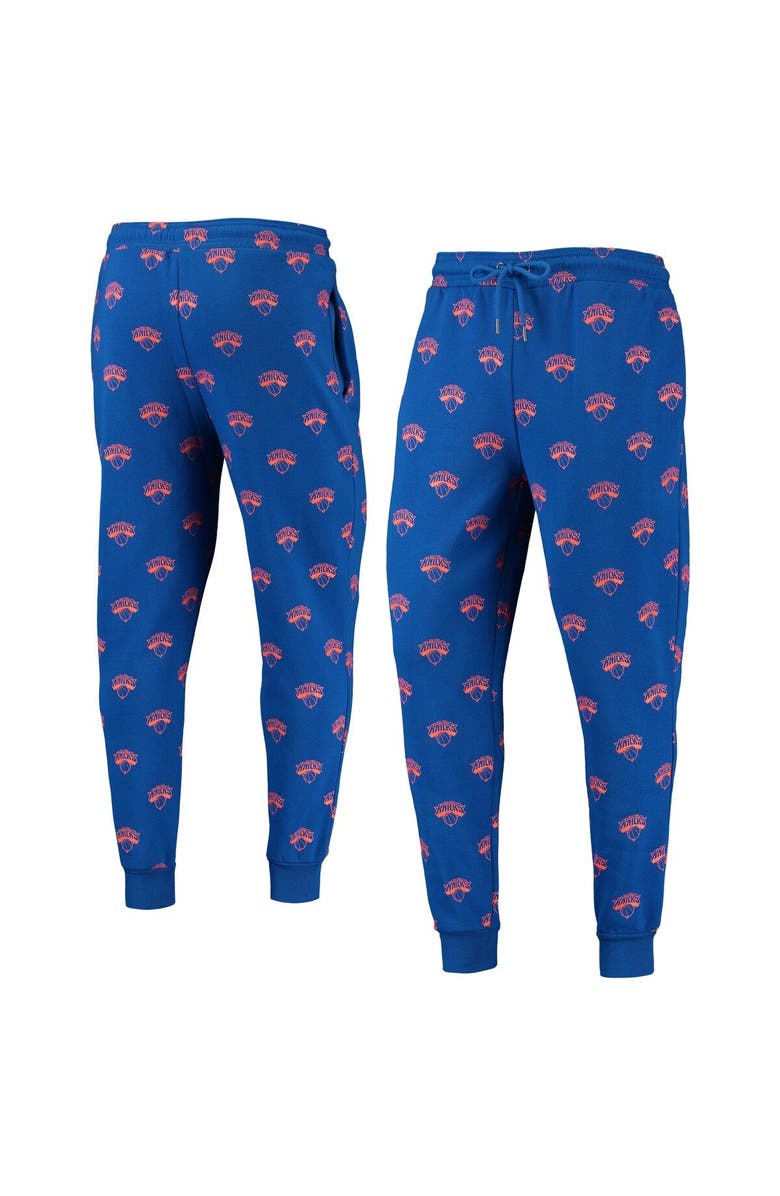 THE WILD COLLECTIVE Royal New York Knicks Allover Logo Jogger Pants, Main, color, 