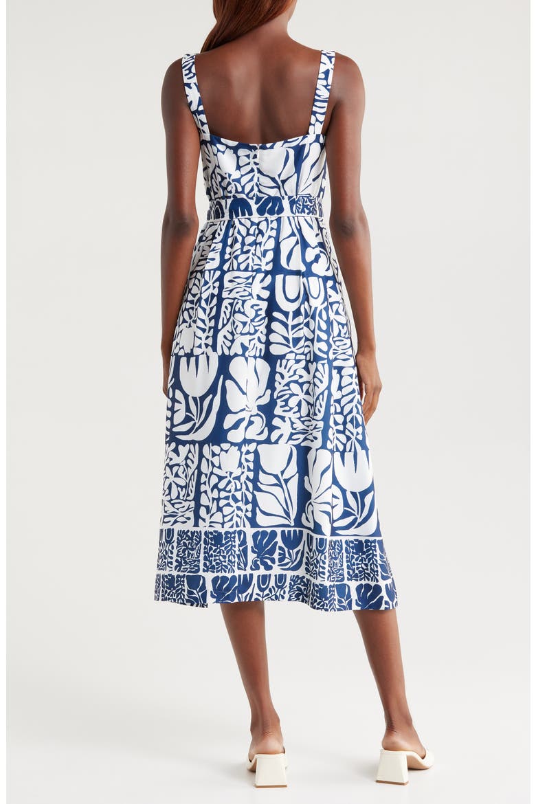 Mixed Print Dress, Alternate, color, BLUE IVORY
