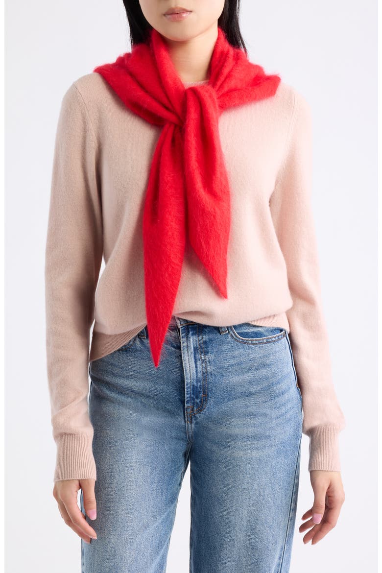 Brushed Wool & Cashmere Large Triangular Scarf, Main, color, RED CELEBRATION