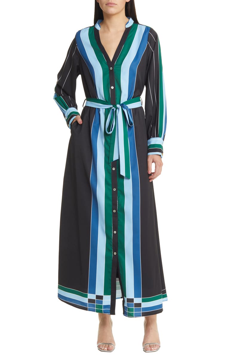 CIEBON Carmine Stripe Elbow Sleeve Shirtdress, Main, color, Navy Multi