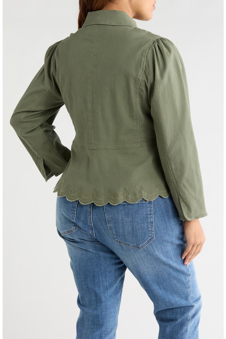 Embroidered Scallop Peplum Jacket, Alternate, color, LILY PAD