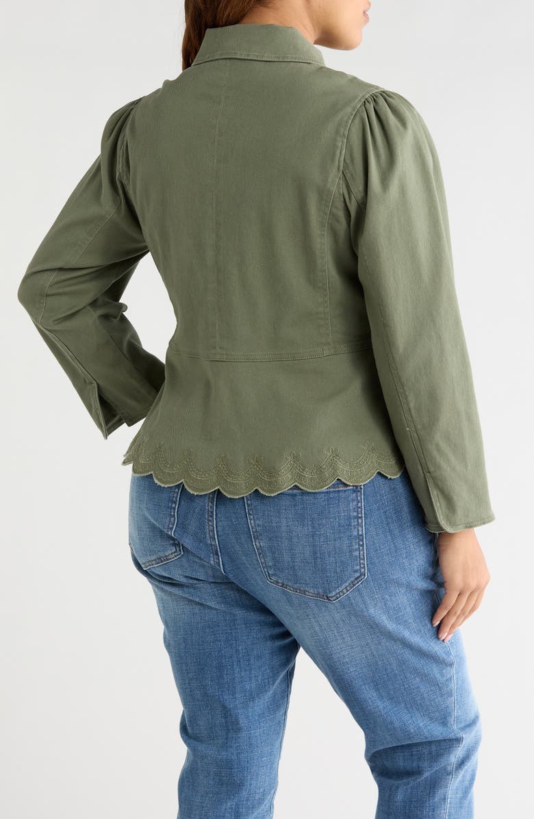 Wit & Wisdom Embroidered Scallop Peplum Jacket, Alternate, color, Lily Pad