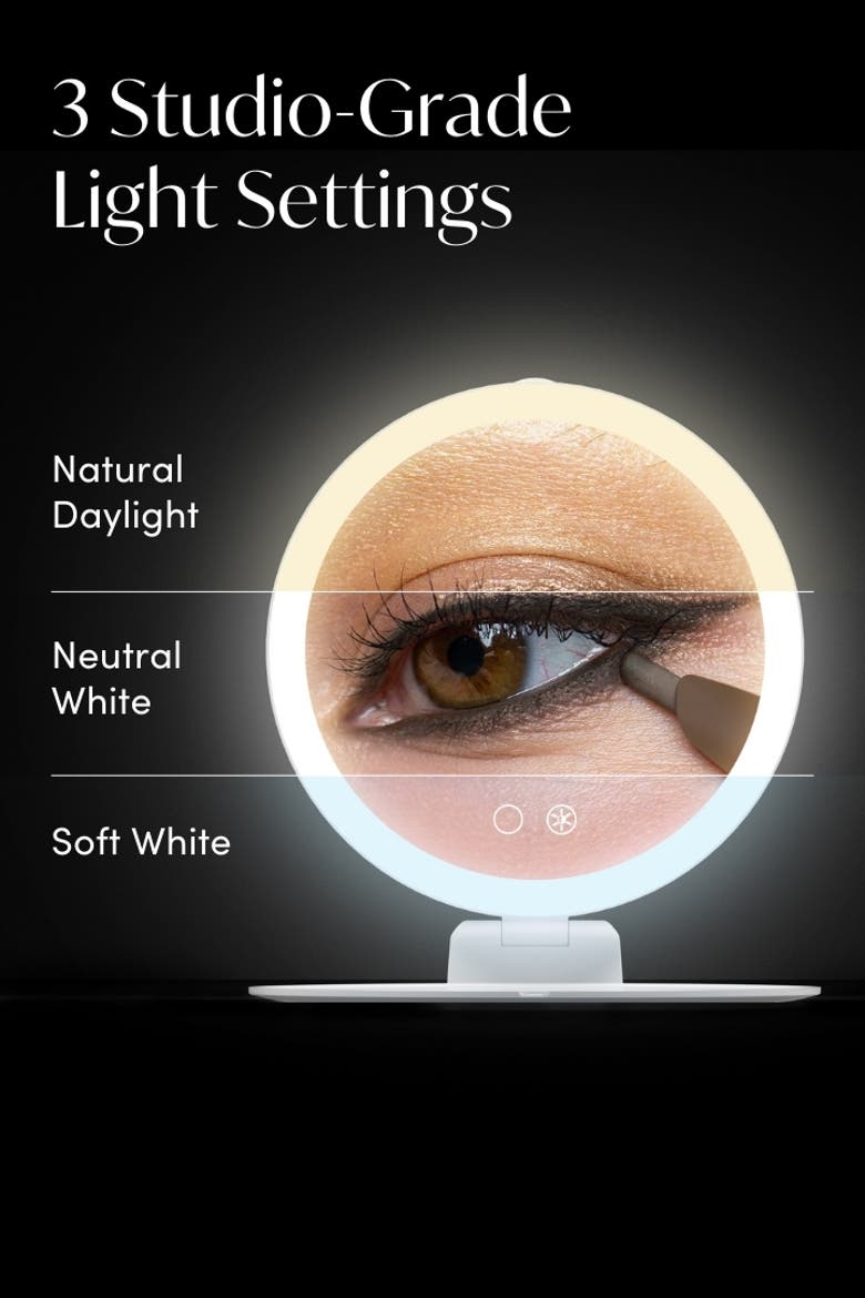 Abigail Travel Mirror with 10x Magnification, Alternate, color, White