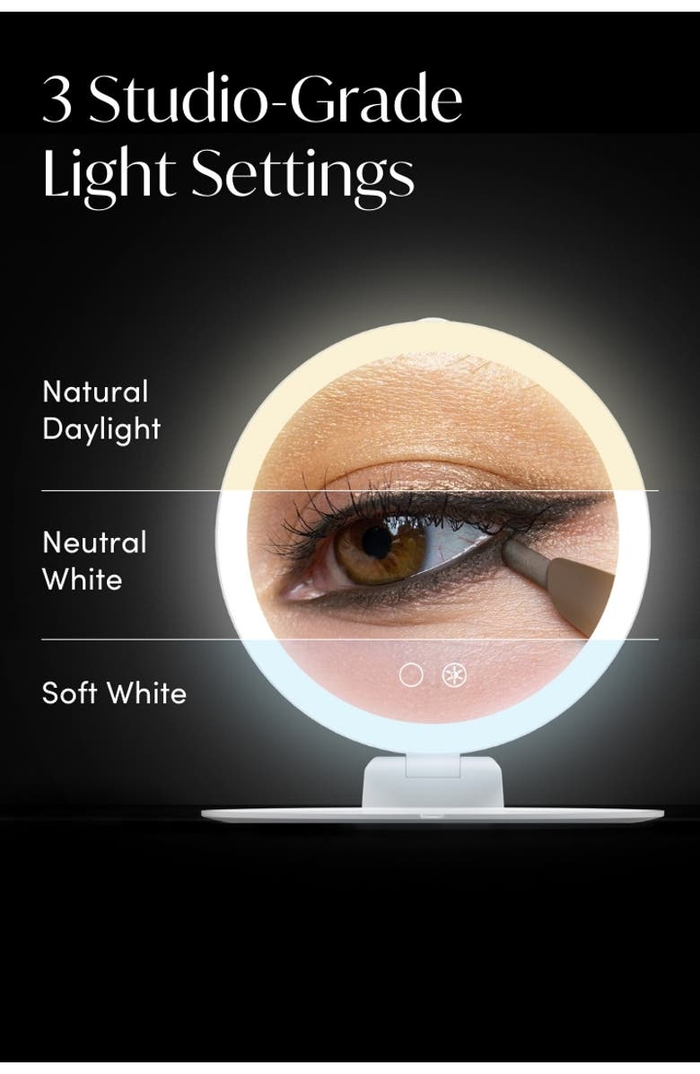 FANCII Abigail Travel Mirror with 10x Magnification, Alternate, color, White