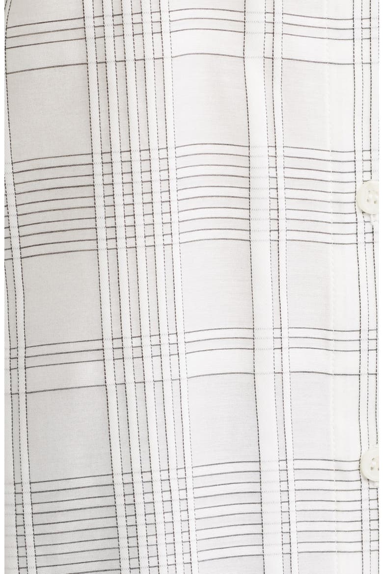 Connie Plaid Short Sleeve Cotton & Silk Button-Up Shirt, Alternate, color, WHITE PLAID