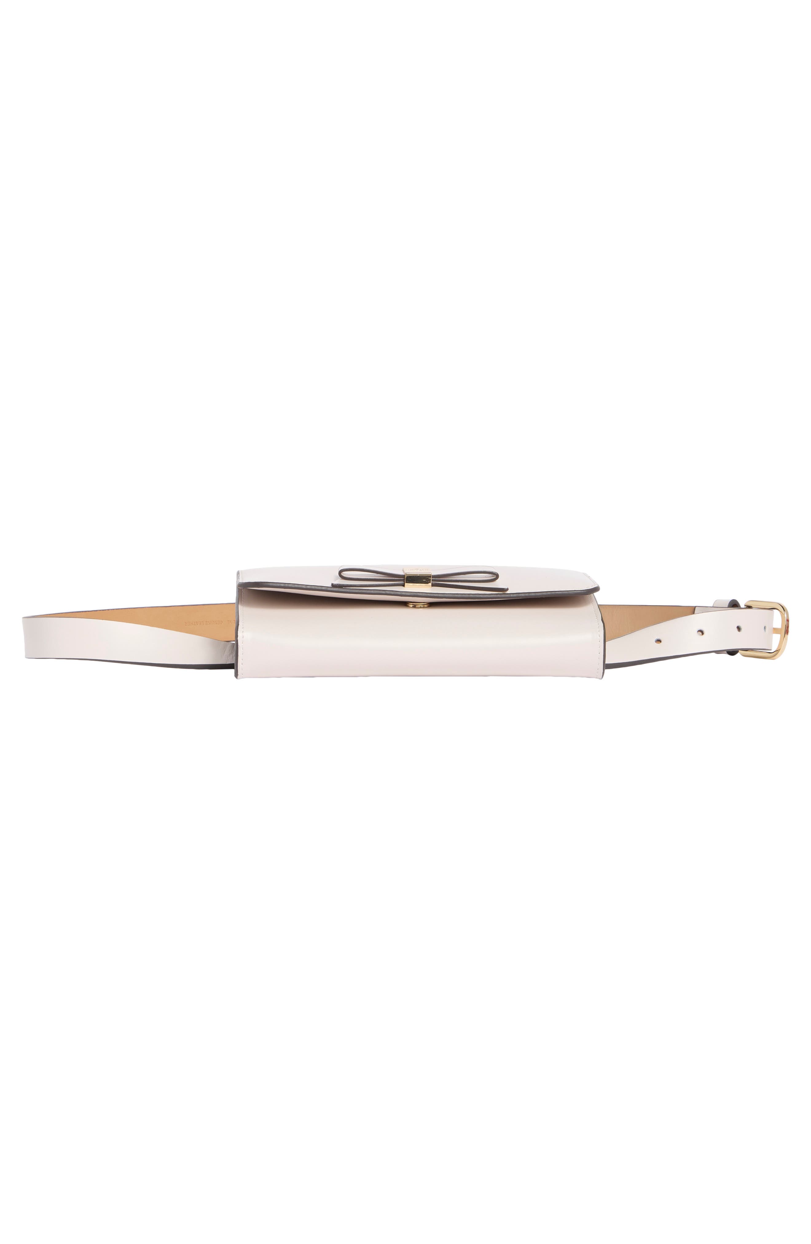 bow leather belt bag, Alternate, color, CREAM / POLISHED GOLD