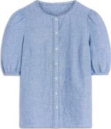 Boden Leah Short Sleeve Linen Button-Up Shirt