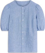 Boden Leah Short Sleeve Linen Button-Up Shirt