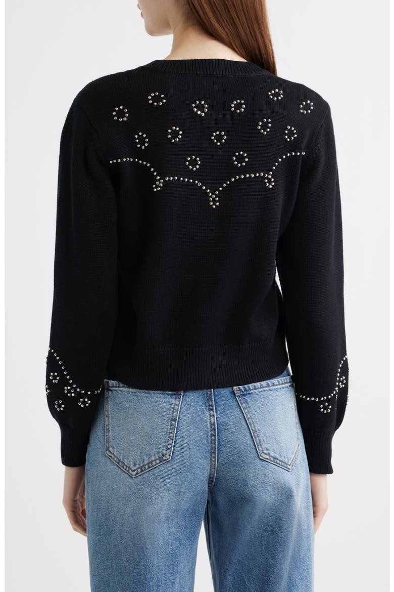 The Studded Cardigan, Alternate, color, BLACK