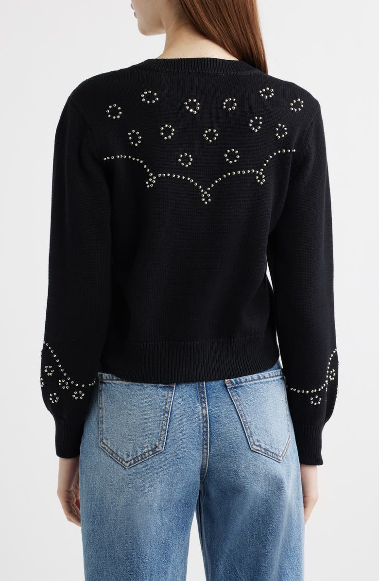 THE GREAT. The Studded Cardigan, Alternate, color, Black