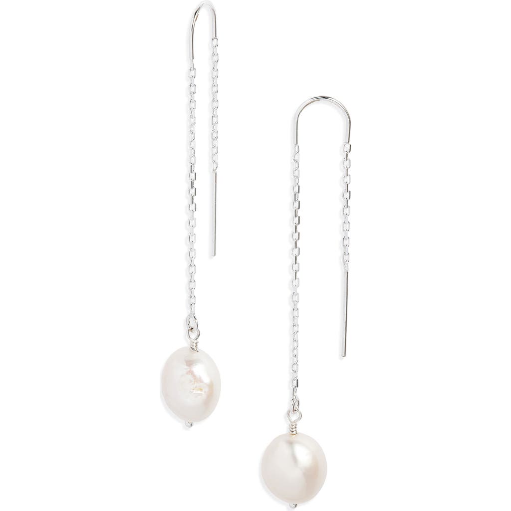 Set & Stones Sabina Keshi Pearl Threader Earrings In Silver