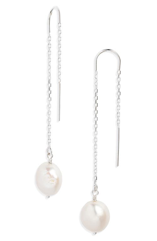 Set & Stones Sabina Keshi Pearl Threader Earrings in Silver 