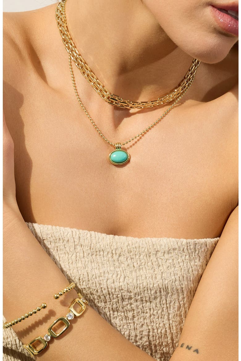Modern Muse Thick Tile Chain Necklace, Alternate, color, GOLD