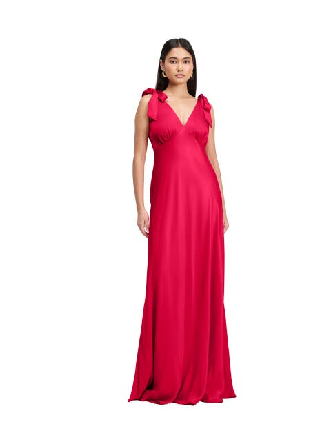 Nora Tie Shoulder Satin Maxi Dress