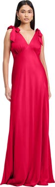 Ghost London Nora Tie Shoulder Satin Maxi Dress