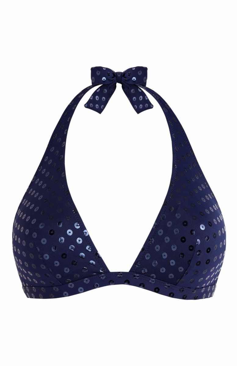 Vilebrequin Women's Sparkling Halter Relief Bikini Top, Alternate, color, Bleu Marine