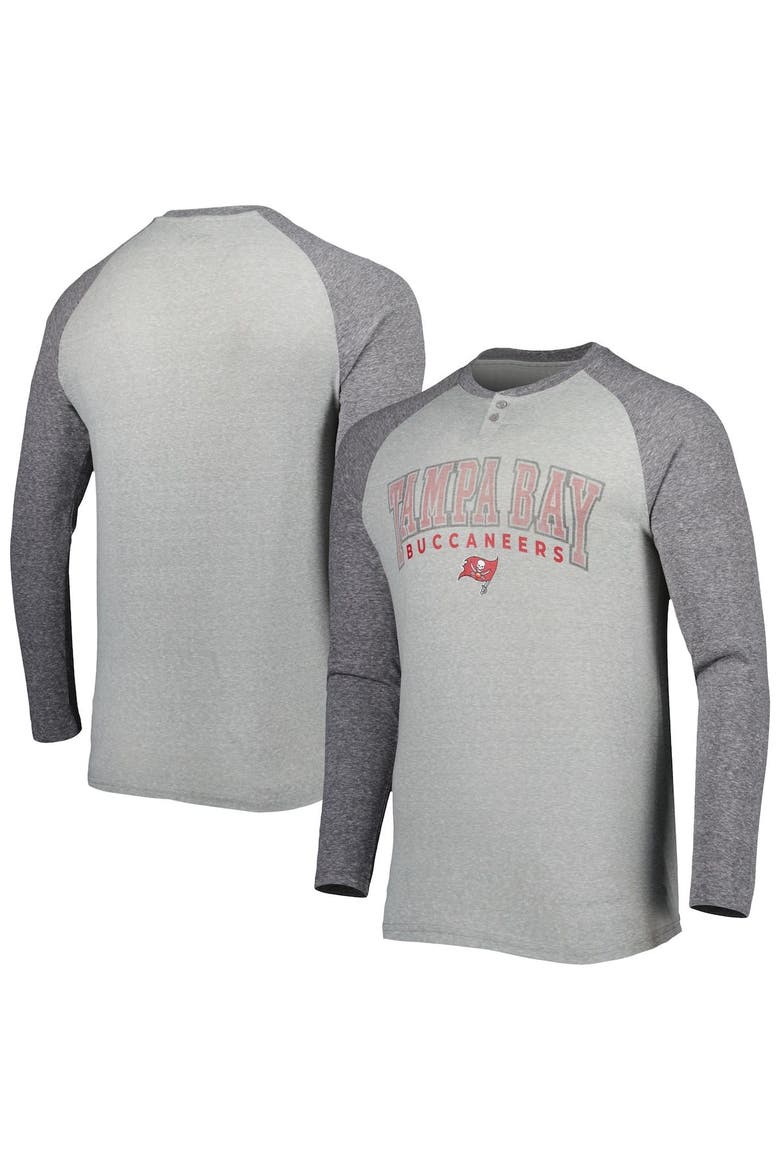 Men's Concepts Sport Heather Gray Tampa Bay Buccaneers Ledger Raglan Long Sleeve Henley T-Shirt, Main, color, Gray