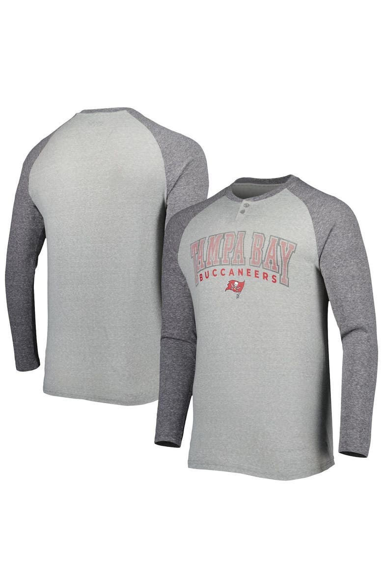CONCEPTS SPORT Men's Concepts Sport Heather Gray Tampa Bay Buccaneers Ledger Raglan Long Sleeve Henley T-Shirt, Main, color, Gray