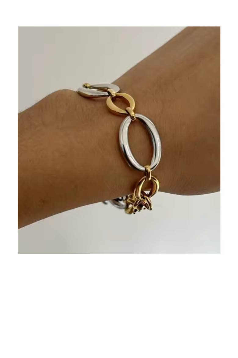 Mixed Metallic Oval Link Bracelet, Alternate, color, GOLD/ SILVER