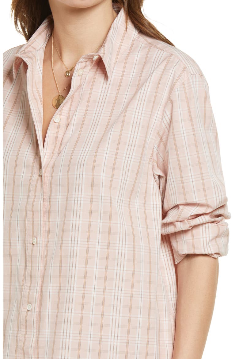 Plaid Long Sleeve Poplin Shirtdress, Alternate, color, PINK MATSON PLAID
