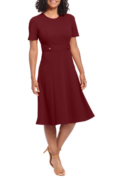 Side Tab Fit & Flare Dress (Petite)