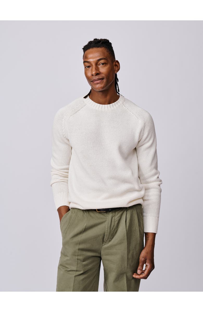 Aubin Lacey Cotton Linen Crew Neck Jumper, Main, color, Ecru