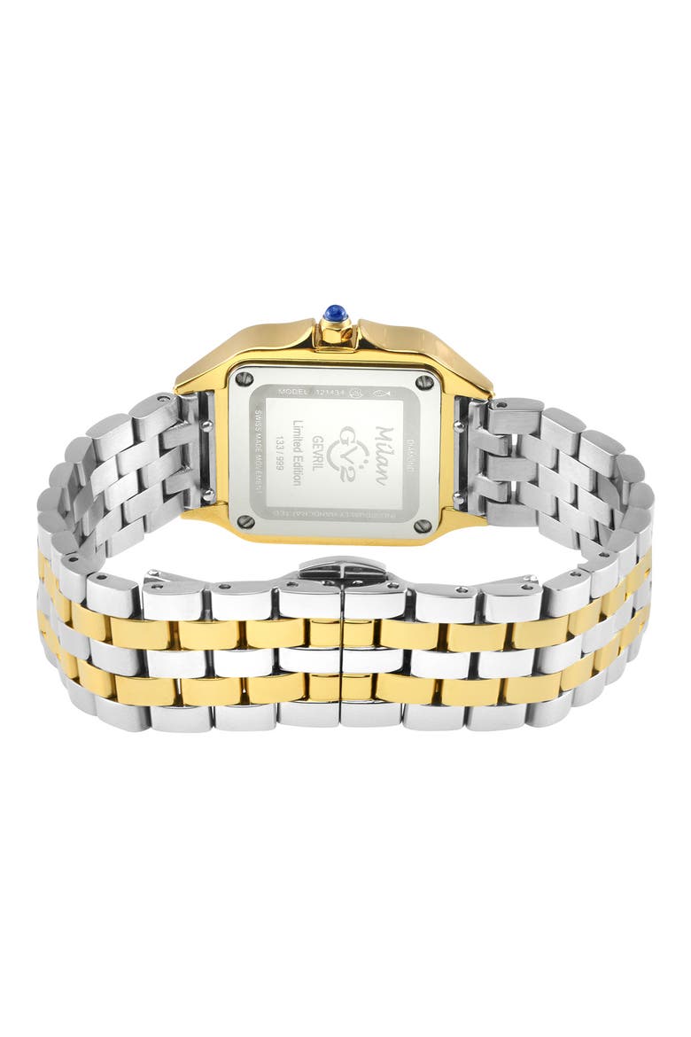 Milan Diamond Dial Bracelet Watch, 27.5mm - 0.015ct., Alternate, color, SILVER/ YELLOW GOLD