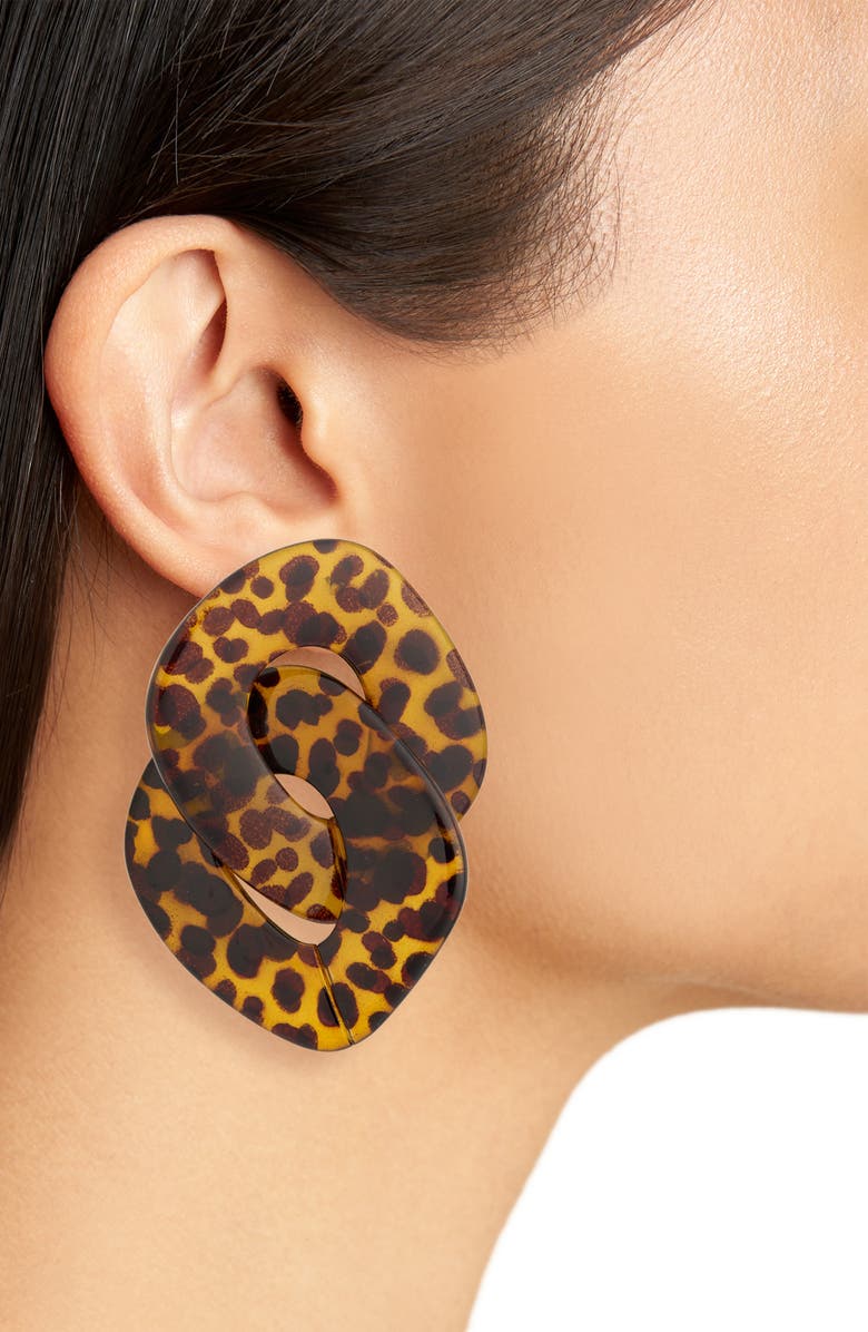 EYE CANDY LOS ANGELES Rose Cheetah Print Acrylic Drop Earrings, Alternate, color, Brown